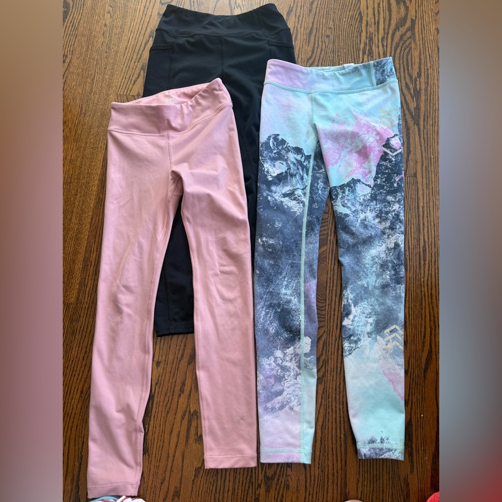 Zella ivivva Kids Leggings in Pink and Multicolor  (black sold so only 2)